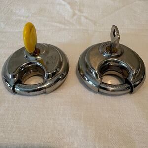 DISCUS Key Padlock Lot of 2 Stainless Steel Hardened Security Protection Safety